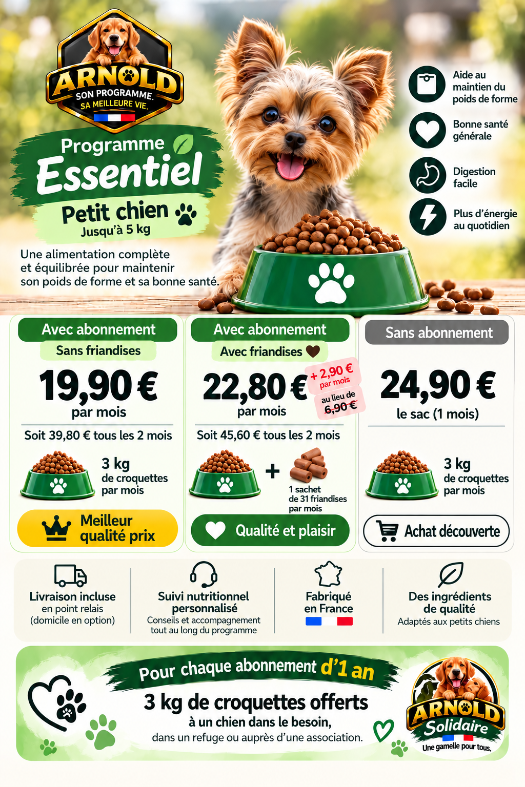 ARNOLD – Programme ESSENTIEL petit chien / jusqu’à 5 kg – 3 kg