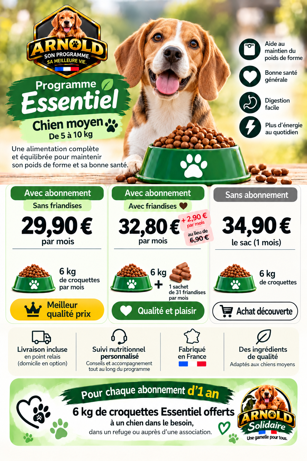 Programme Essentiel ARNOLD pour chien moyen de 5 à 10 kg – sac de 6 kg