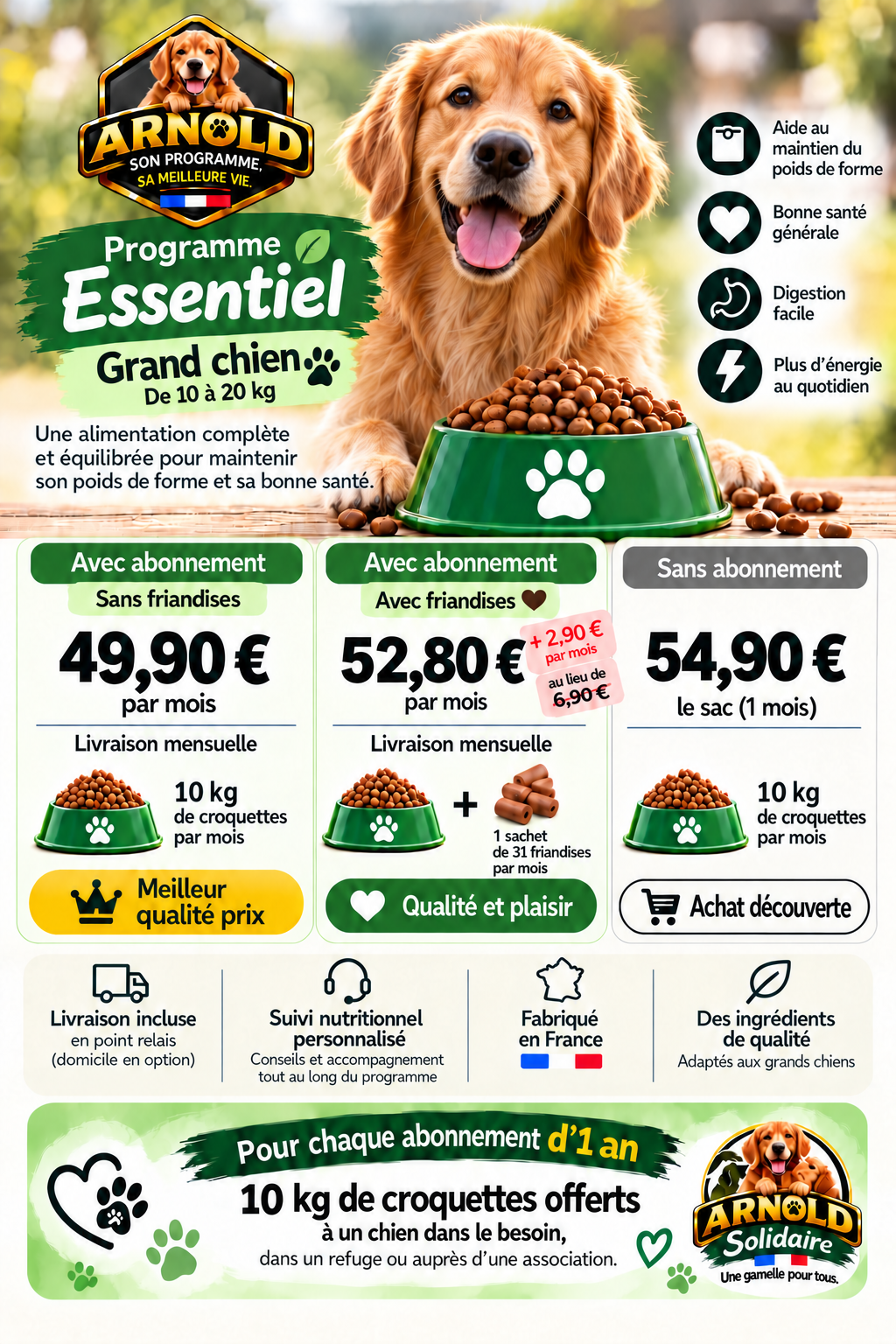 Programme Essentiel ARNOLD pour grand chien de 10 à 20 kg – 10 kg